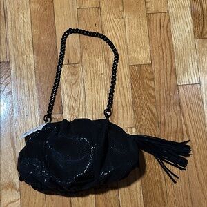Rebecca Minkoff Black Sequin Clutch with Chain Strap